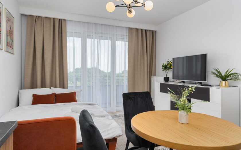 A bright modern studio apartment features a cozy living area with elegant decor. - Photo by Mateusz Pielech on Pexels